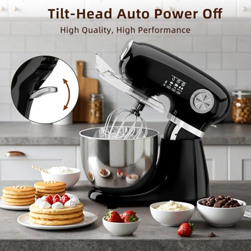 COWSAR Stand Mixer, 12 Speeds Tilt-Head Electric Commercial Stand Mixer, 3-In-1 Kitchen Mixer with Bowl, Dough Hook, Whisk and Beater, Black - My Kitchen Products