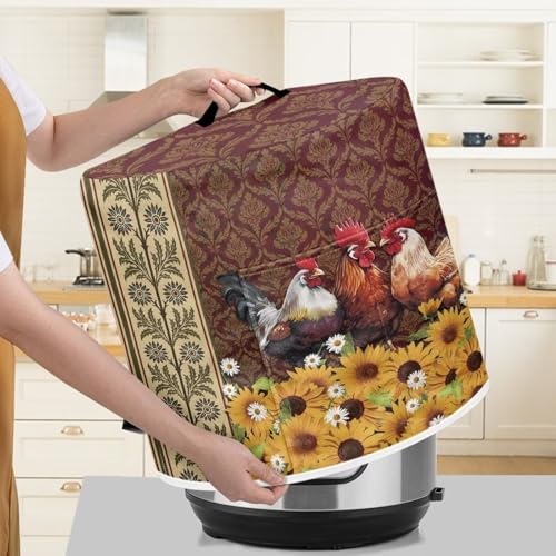 Cozeyat Red Sunflower Rooster Rice Cooker Cover Kitchen Appliance Cover Dust Cover for Instant Pot, Electric Pressure Cooker, Air Fryer and Crock Pot, Machine Washable - My Kitchen Products