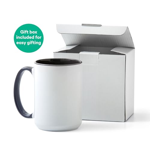 Cricut Beveled Blank Mug, Ceramic-Coated, Dishwasher & Microwave Safe Mug to Decorate,Infusible Ink Compatible,15 Oz Sublimation Mug White/Gray - My Kitchen Products