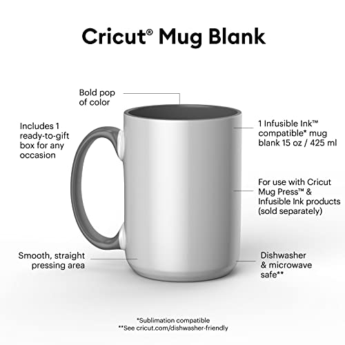 Cricut Beveled Blank Mug, Ceramic-Coated, Dishwasher & Microwave Safe Mug to Decorate,Infusible Ink Compatible,15 Oz Sublimation Mug White/Gray - My Kitchen Products