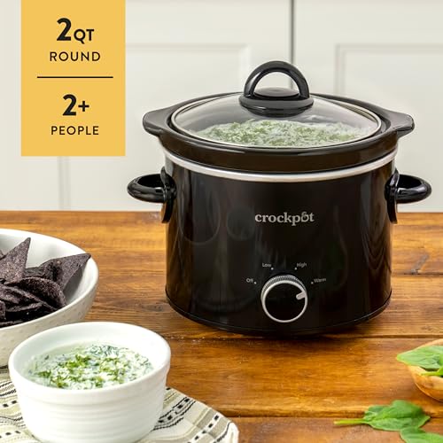 Crock-Pot 2-Quart Manual Slow Cooker, Feeds 2+ People, Great for Small Meals, Dips, & Sides; Removable Stoneware is Oven & Dishwasher-Safe, Black - My Kitchen Products