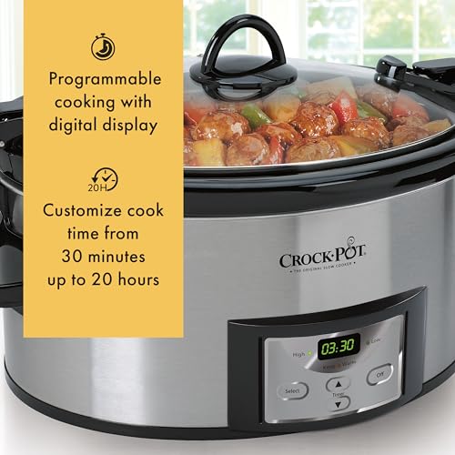 Crock-Pot 6 Quart Cook & Carry Programmable Slow Cooker with Digital Timer Stainless Steel (CPSCVC60LL-S) pack of 1 - My Kitchen Products