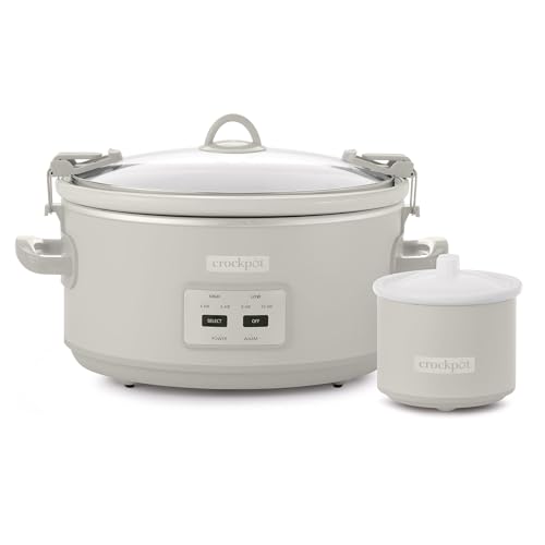 Crock-Pot 7 Quart Cook and Carry Slow Cooker with Touch Control, 4 Pre Programmed Settings, Removable Stoneware, and Locking Lid, Mushroom - My Kitchen Products