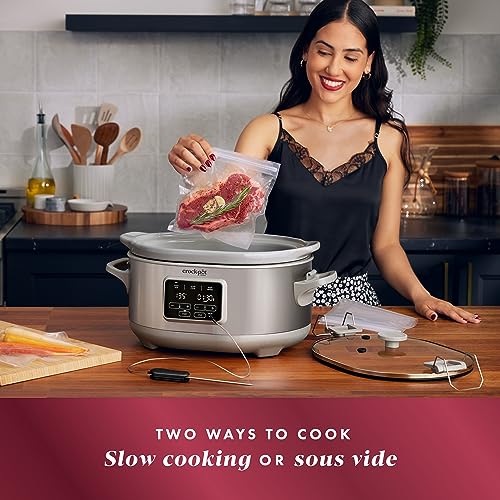 Crock-Pot 7-Quart Cook & Carry Slow Cooker with Sous Vide Function, Family-Sized Slow Cooker Warms up to 30 Hours, Modern Digital Display, Travel-Proof Locking Lid & Removable Temperature Probe - My Kitchen Products