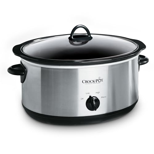 Crock-Pot 7-Quart Manual Slow Cooker, Family Size Serves 8+ People & Fits 6-lb Roast, Removable Stoneware with Warming Setting, Dishwasher Safe for Easy Cleanup, Stainless Steel - My Kitchen Products