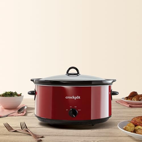 Crock-Pot 8-Quart Manual Slow Cooker, XL Family Size Serves 10+ People, Removable Stoneware with Warming Setting, Dishwasher Safe for Easy Cleanup, Red - My Kitchen Products