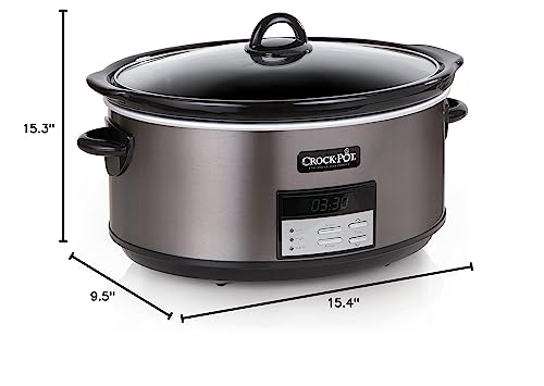 Crock-Pot Large 8-Quart Programmable Slow Cooker with Auto Warm Setting Black Stainless Steel - My Kitchen Products