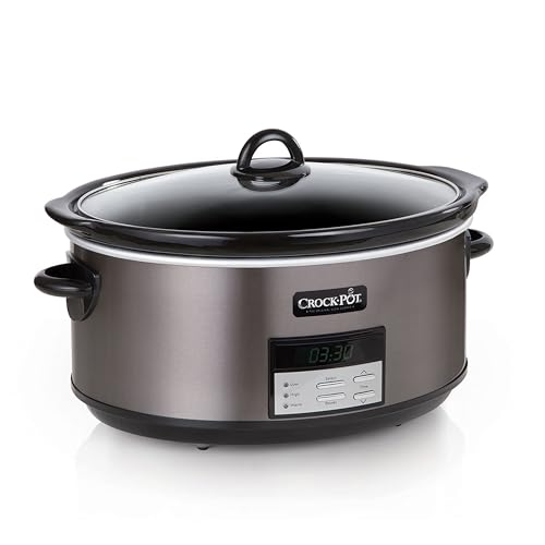 Crock-Pot Large 8-Quart Programmable Slow Cooker with Auto Warm Setting Black Stainless Steel - My Kitchen Products