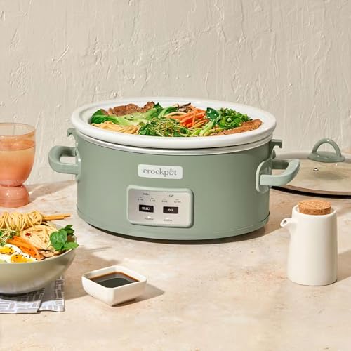 Crock-Pot Locking Lid 6qt Cook and Carry Programmable Slow Cooker Moonshine Green (Green) - My Kitchen Products
