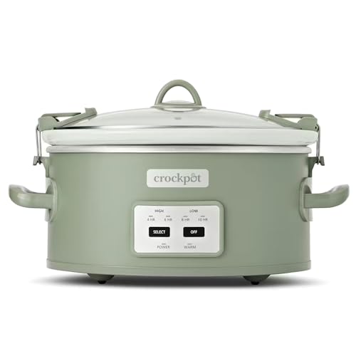 Crock-Pot Locking Lid 6qt Cook and Carry Programmable Slow Cooker Moonshine Green (Green) - My Kitchen Products