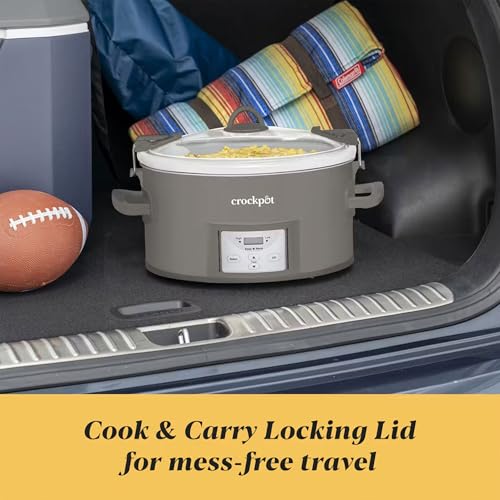 Crock-Pot Locking Lid 6qt Cook and Carry Programmable Slow Cooker Moonshine Green (Grey) - My Kitchen Products