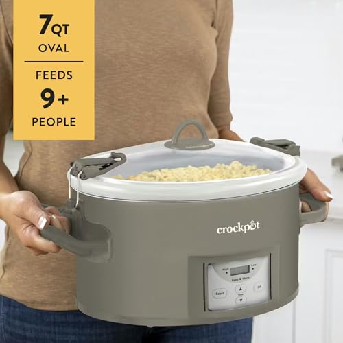 Crock-Pot Locking Lid 6qt Cook and Carry Programmable Slow Cooker Moonshine Green (Grey) - My Kitchen Products
