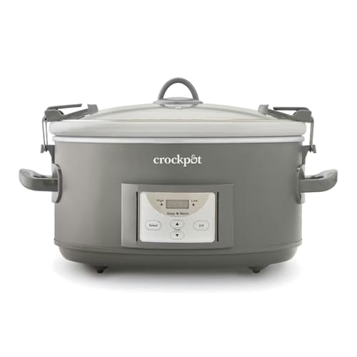 Crock-Pot Locking Lid 6qt Cook and Carry Programmable Slow Cooker Moonshine Green (Grey) - My Kitchen Products