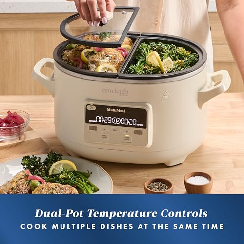 Crock-Pot MultiMeal Multicooker and Programmable Slow Cooker with Bake Function, Create 2 Dishes Simultaneously, Two 3.7qt Nonstick Pots Feed 8+ People, Dishwasher-Safe - My Kitchen Products