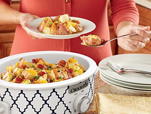 Crock-Pot Small 2.5 Quart Casserole Slow Cooker in White/Blue, Enjoy Eye-Catching Quick Meals, Durable and Compact - My Kitchen Products