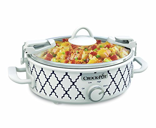 Crock-Pot Small 2.5 Quart Casserole Slow Cooker in White/Blue, Enjoy Eye-Catching Quick Meals, Durable and Compact - My Kitchen Products