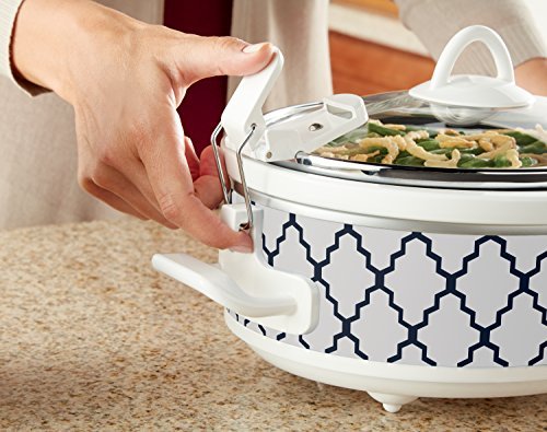 Crock-Pot Small 2.5 Quart Casserole Slow Cooker in White/Blue, Enjoy Eye-Catching Quick Meals, Durable and Compact - My Kitchen Products