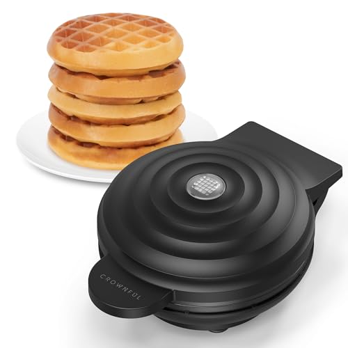 CROWNFUL Mini Waffle Maker, 4" Chaffle Maker with Compact Design, Easy to Clean, Non-Stick Surface, Recipe Guide Included, Perfect for Breakfast, Dessert, Sandwich, or Other Snacks - My Kitchen Products