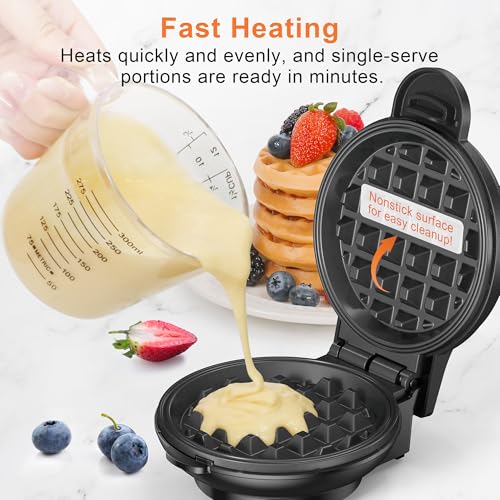 CROWNFUL Mini Waffle Maker, 4" Chaffle Maker with Compact Design, Easy to Clean, Non-Stick Surface, Recipe Guide Included, Perfect for Breakfast, Dessert, Sandwich, or Other Snacks - My Kitchen Products