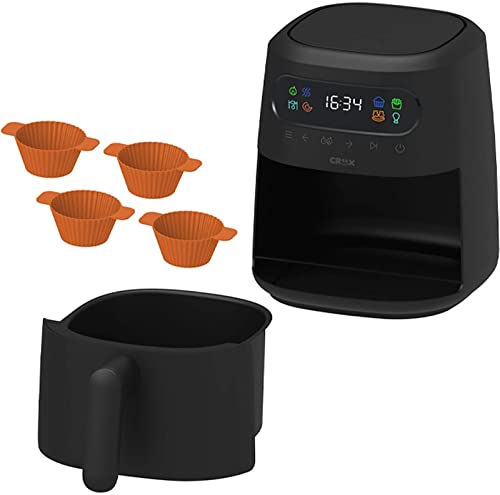 CRUX x Marshmello 3.0 QT Digital Air Fryer with TurboCrisp Technology, Touch Screen Temperature Control, Timer and Auto Shut-off, Fully Programmable, Silicone Cupcake Molds Included, Black - My Kitchen Products