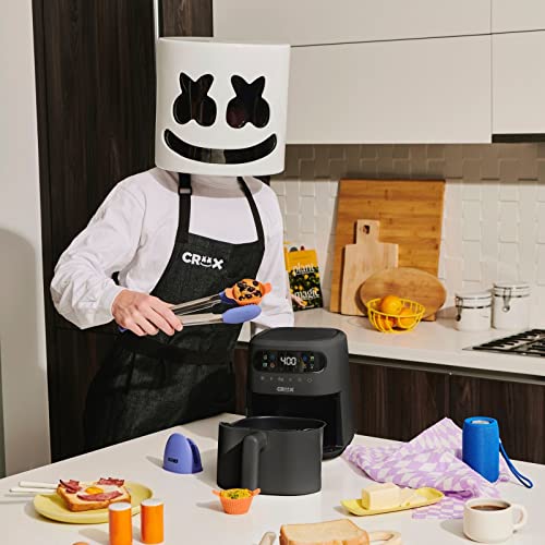 CRUX x Marshmello 3.0 QT Digital Air Fryer with TurboCrisp Technology, Touch Screen Temperature Control, Timer and Auto Shut-off, Fully Programmable, Silicone Cupcake Molds Included, Black - My Kitchen Products