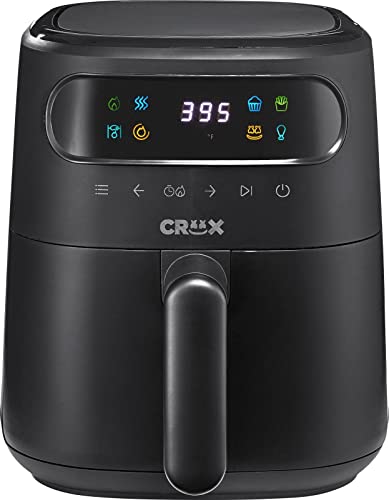 CRUX x Marshmello 3.0 QT Digital Air Fryer with TurboCrisp Technology, Touch Screen Temperature Control, Timer and Auto Shut-off, Fully Programmable, Silicone Cupcake Molds Included, Black - My Kitchen Products
