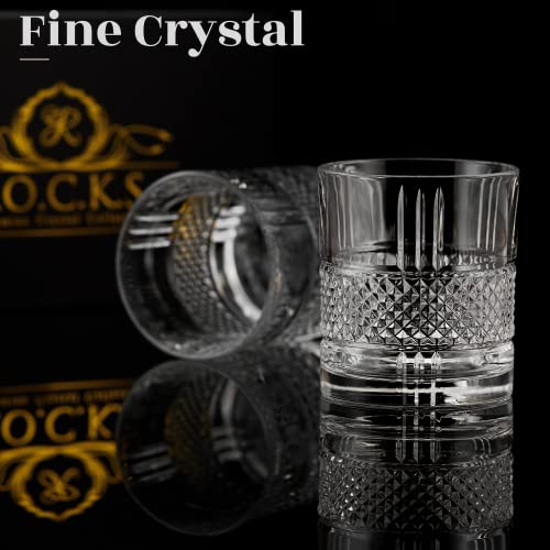 Crystal Whiskey Glasses - Set of 2 Reserve Glass Tumblers (10oz) for Whisky, Scotch & Bourbon - Rocks Glasses for Old Fashioned Cocktails & Drinks - Elegant Gold Foil Gift Box - My Kitchen Products