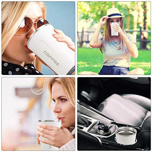 CS COSDDI 12 oz Stainless Steel Vacuum Insulated Tumbler - Coffee Travel Mug Spill Proof with Lid - Coffee Cup for Keep Hot/Ice Coffee,Tea and Beer (White) - My Kitchen Products