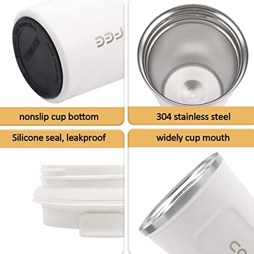 CS COSDDI 12 oz Stainless Steel Vacuum Insulated Tumbler - Coffee Travel Mug Spill Proof with Lid - Coffee Cup for Keep Hot/Ice Coffee,Tea and Beer (White) - My Kitchen Products
