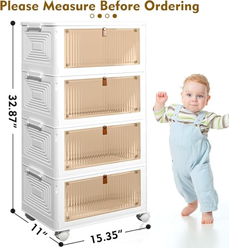 CTSNSLH 4 Tier Plastic Storage Bins with Lid 23QT - Stackable Storage Bins with Wheels, Organizers and Storage, Plastic Storage Cabinet Organization and Storage for Living Room,Office,Dorm - My Kitchen Products