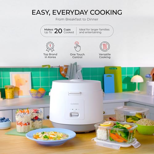 CUCKOO Basic Rice Cooker 10-Cup Uncooked / 20-Cup Cooked, Large Rice Maker and Warmer with Nonstick Inner Pot, Easy to Use with Auto Keep Warm, Includes Steam Tray, White (CR-1095) - My Kitchen Products