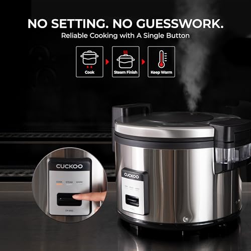 CUCKOO Commercial Rice Cooker & Warmer, Extra Large Rice Cooker 30-Cup Uncooked / 60-Cup Cooked, Professional Industrial Grain Cooker with Large Capacity, Easy One-Touch Operation, Silver (CR-3055) - My Kitchen Products