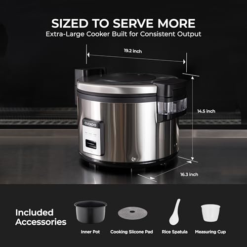 CUCKOO Commercial Rice Cooker & Warmer, Extra Large Rice Cooker 30-Cup Uncooked / 60-Cup Cooked, Professional Industrial Grain Cooker with Large Capacity, Easy One-Touch Operation, Silver (CR-3055) - My Kitchen Products