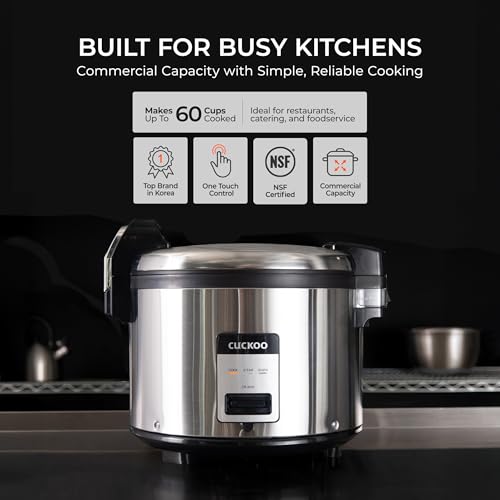 CUCKOO Commercial Rice Cooker & Warmer, Extra Large Rice Cooker 30-Cup Uncooked / 60-Cup Cooked, Professional Industrial Grain Cooker with Large Capacity, Easy One-Touch Operation, Silver (CR-3032) - My Kitchen Products