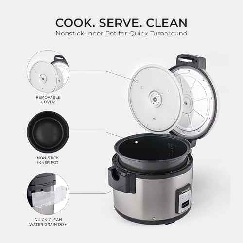 CUCKOO Commercial Rice Cooker & Warmer, Extra Large Rice Cooker 30-Cup Uncooked / 60-Cup Cooked, Professional Industrial Grain Cooker with Large Capacity, Easy One-Touch Operation, Silver (CR-3055) - My Kitchen Products