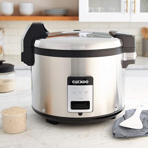CUCKOO Commercial Rice Cooker & Warmer, Extra Large Rice Cooker 30-Cup Uncooked / 60-Cup Cooked, Professional Industrial Grain Cooker with Large Capacity, Easy One-Touch Operation, Silver (CR-3055) - My Kitchen Products
