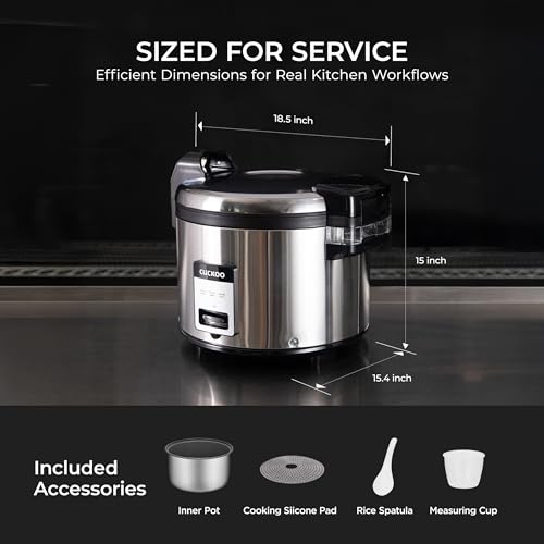 CUCKOO Commercial Rice Cooker & Warmer, Extra Large Rice Cooker 30-Cup Uncooked / 60-Cup Cooked, Professional Industrial Grain Cooker with Large Capacity, Easy One-Touch Operation, Silver (CR-3032) - My Kitchen Products