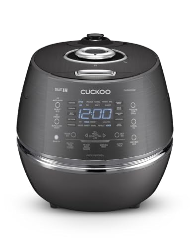 CUCKOO High Pressure Rice Cooker 6-Cup Uncooked / 12-Cup Cooked with Induction Heating Technology, Versatile Rice Maker with 13 Menu Options and Steam Plate, Voice Guide, Dark Gray (CRP-DHSR0609FD) - My Kitchen Products