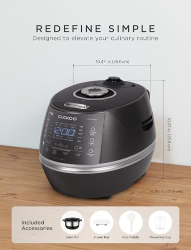 CUCKOO High Pressure Rice Cooker 6-Cup Uncooked / 12-Cup Cooked with Induction Heating Technology, Versatile Rice Maker with 13 Menu Options and Steam Plate, Voice Guide, Dark Gray (CRP-DHSR0609FD) - My Kitchen Products