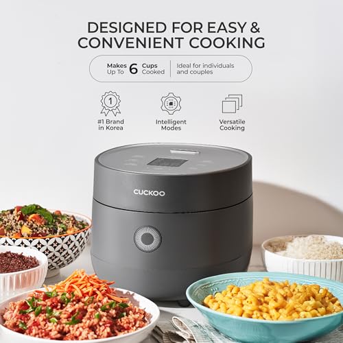 CUCKOO Micom Rice Cooker 3-Cup Uncooked / 6-Cup Cooked with Nonstick Inner Pot, Small Rice Maker with 8 Menu Options, Fuzzy Logic Technology, Auto Clean, Quick Rice Mode, Gray (CR-0375FG) - My Kitchen Products