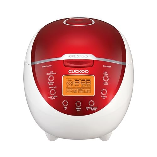 CUCKOO Micom Rice Cooker 6 Cup Uncooked / 12 Cup Cooked, Fuzzy Logic Rice Maker with Delay Timer & Keep Warm Setting, Versatile Food Steamer for Cooking, Non-Stick Inner Pot, Red (CR-0655F) - My Kitchen Products