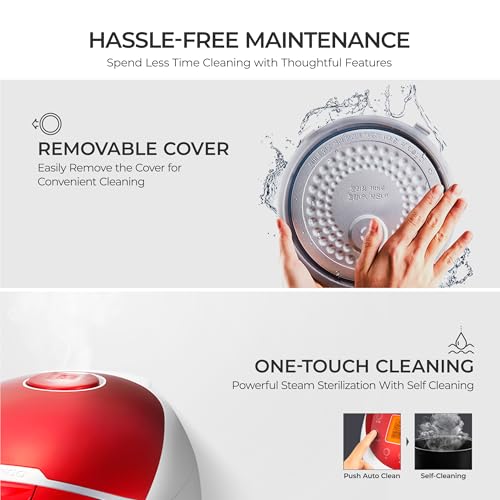 CUCKOO Micom Rice Cooker 6 Cup Uncooked / 12 Cup Cooked, Fuzzy Logic Rice Maker with Delay Timer & Keep Warm Setting, Versatile Food Steamer for Cooking, Non-Stick Inner Pot, Red (CR-0655F) - My Kitchen Products
