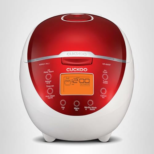CUCKOO Micom Rice Cooker 6 Cup Uncooked / 12 Cup Cooked, Fuzzy Logic Rice Maker with Delay Timer & Keep Warm Setting, Versatile Food Steamer for Cooking, Non-Stick Inner Pot, Red (CR-0655F) - My Kitchen Products