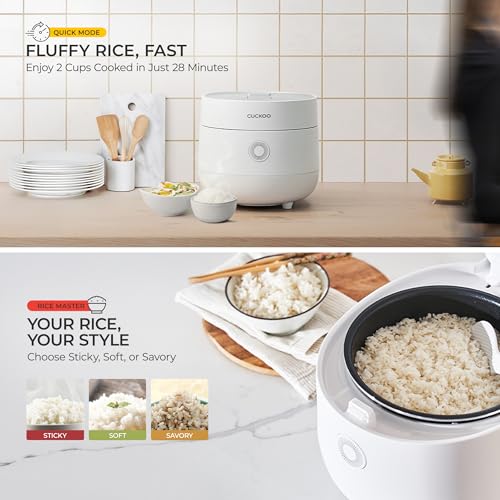 CUCKOO Micom Rice Cooker 6-Cup Uncooked / 12-Cup Cooked with Nonstick Inner Pot, Versatile Rice Maker with 9 Menu Options, Fuzzy Logic Technology, Auto Clean, Quick Rice Mode, White (CR-0675FW) - My Kitchen Products