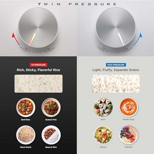 CUCKOO Twin Pressure Rice Cooker 10-Cup Uncooked / 20-Cup Cooked with Induction Heating Technology, 20 Menu Modes with Voice Guide, Large Rice Maker Multi-Cooker & Pressure Cooker (CRP-LHTR1009FW) - My Kitchen Products