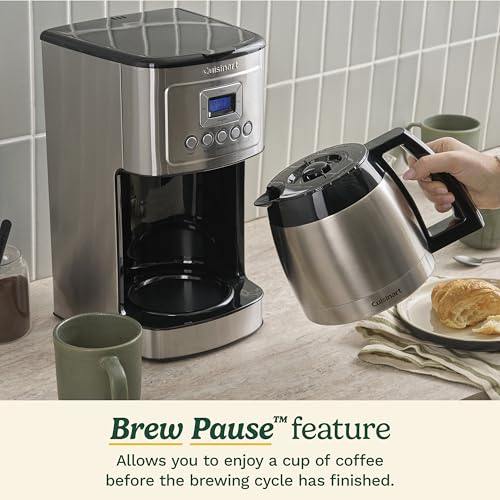 Cuisinart 12-Cup Coffee Maker, Programmable PerfecTemp Thermal Carafe Coffee Machine with 1-4 Cup Setting, Brew Strength Control and Brew Pause, Stainless Steel, DCC-3400NAS, Silver - My Kitchen Products