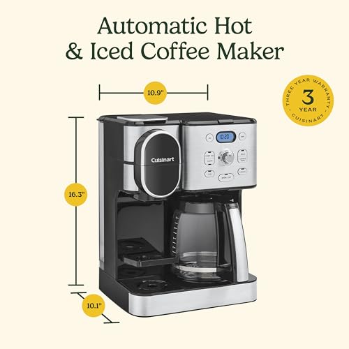 Cuisinart 12-Cup Coffee Maker, Single-Serve Brewer Glass Carafe, Automatic Hot & Iced Coffee Machine, Brew Strength Control and Pause, SS-16, Stainless Steel - My Kitchen Products