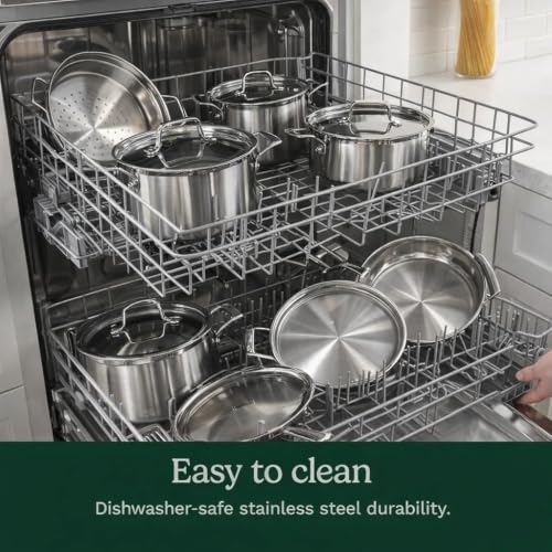 Cuisinart 12-Piece MultiClad Pro Triple Ply Stainless Stainless Steel Pots and Pans Set, Cookware Set Compatible with Induction, Electric, Gas Cooktops, Cool Grip Handles, Oven Safe to 500°F, Silver - My Kitchen Products