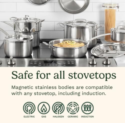 Cuisinart 12-Piece MultiClad Pro Triple Ply Stainless Stainless Steel Pots and Pans Set, Cookware Set Compatible with Induction, Electric, Gas Cooktops, Cool Grip Handles, Oven Safe to 500°F, Silver - My Kitchen Products