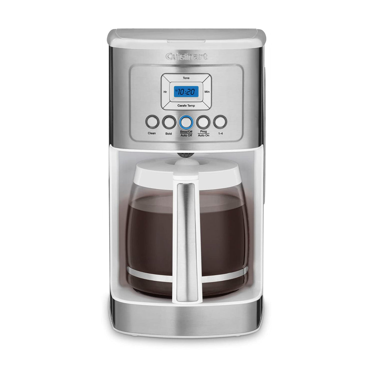 Cuisinart 14-Cup Coffee Maker, Programmable PerfecTemp Glass Carafe Coffee Machine with 1-4 Cup Setting, Brew Strength Control and Brew Pause, Stainless Steel, DCC-3200WNAS, White - My Kitchen Products